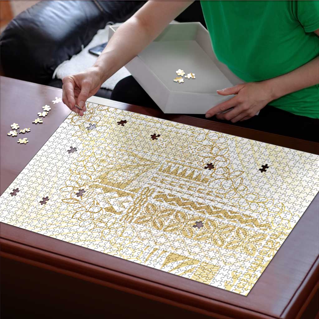 Samoa Lotu Tamaiti Mamanu Siapo Puzzle Golden Plumeria - Polynesian Pride