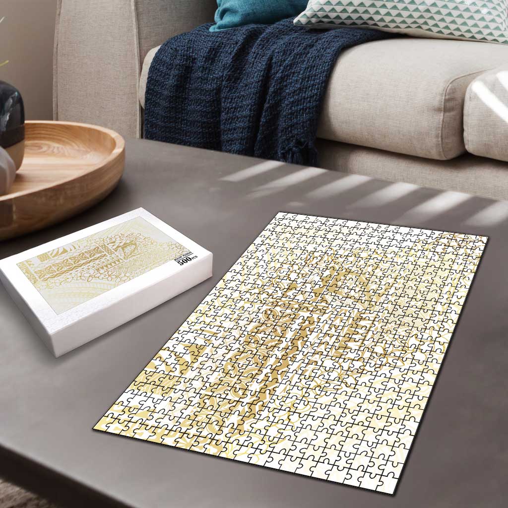 Samoa Lotu Tamaiti Mamanu Siapo Puzzle Golden Plumeria - Polynesian Pride