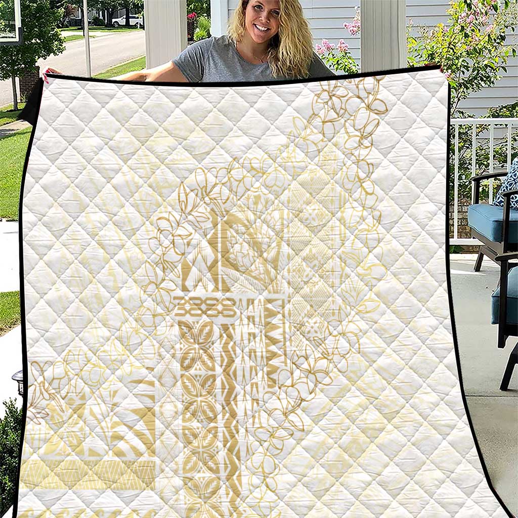 Samoa Lotu Tamaiti Mamanu Siapo Quilt Golden Plumeria - Polynesian Pride