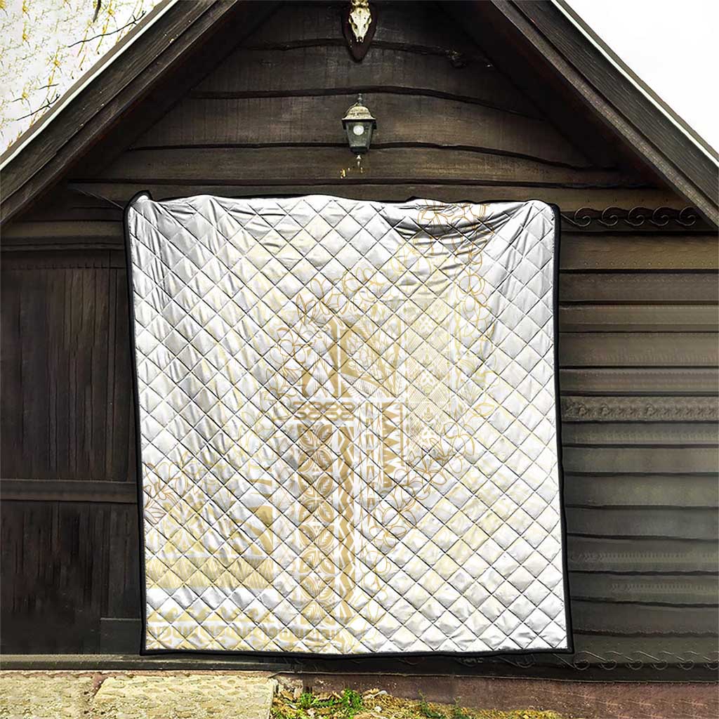 Samoa Lotu Tamaiti Mamanu Siapo Quilt Golden Plumeria - Polynesian Pride