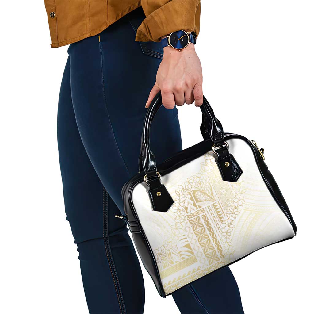 Samoa Lotu Tamaiti Mamanu Siapo Shoulder Handbag Golden Plumeria - Polynesian Pride