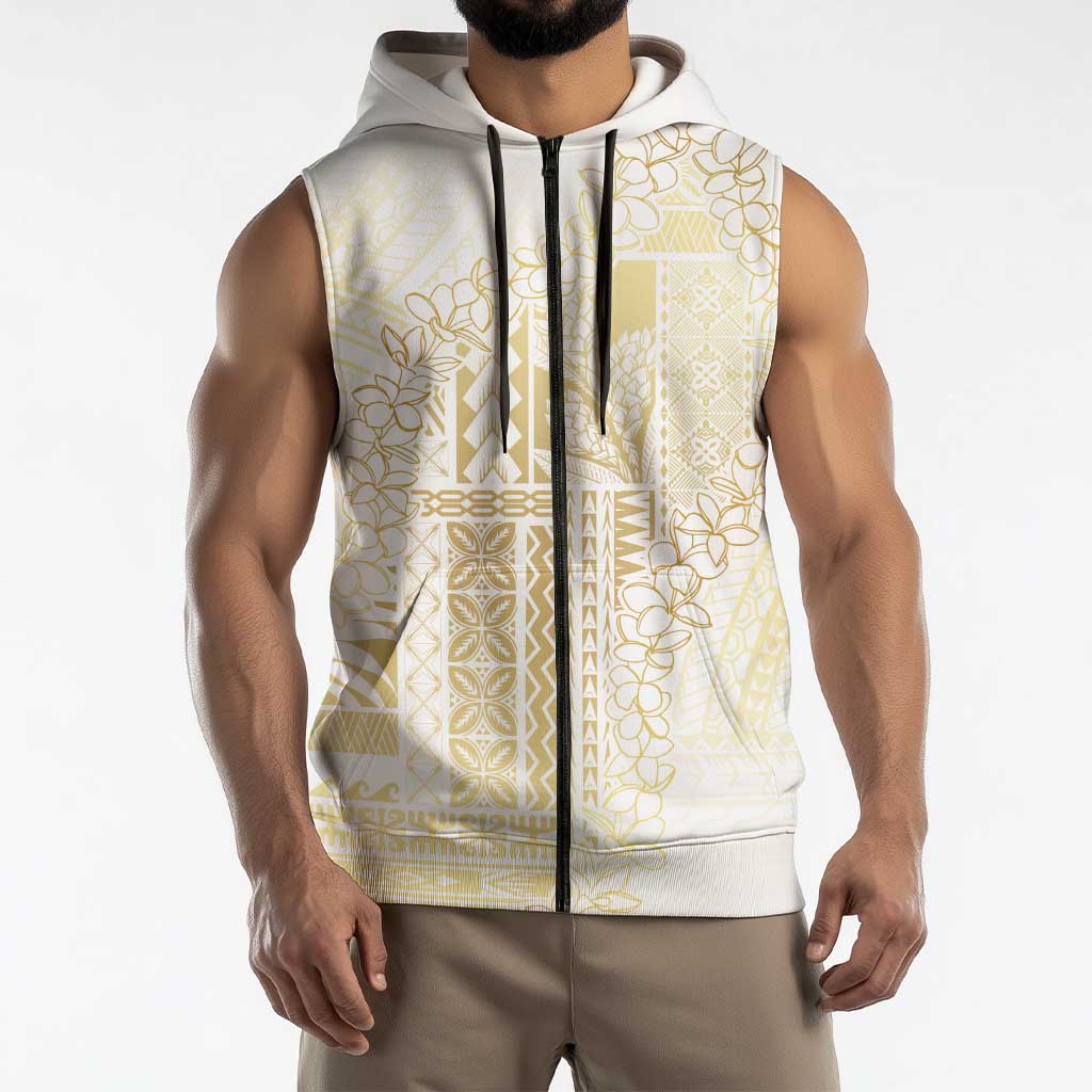 Samoa Lotu Tamaiti Mamanu Siapo Sleeveless Zip Hoodie Golden Plumeria LT7 - Polynesian Pride