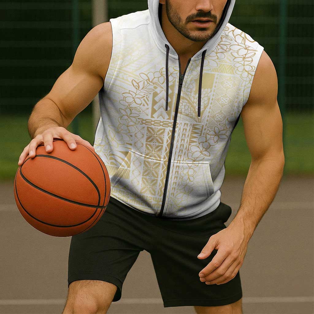 Samoa Lotu Tamaiti Mamanu Siapo Sleeveless Zip Hoodie Golden Plumeria LT7 - Polynesian Pride