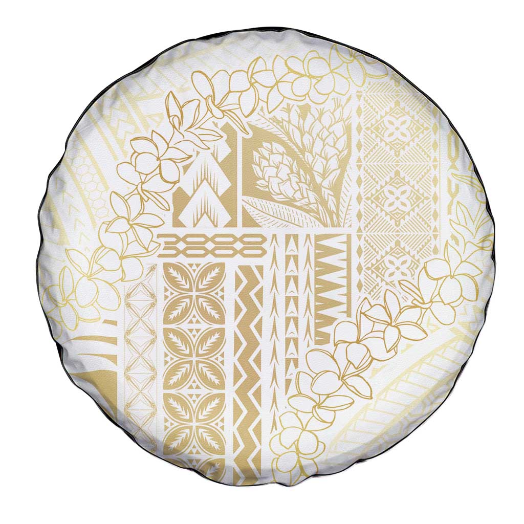 Samoa Lotu Tamaiti Mamanu Siapo Spare Tire Cover Golden Plumeria LT7 - Polynesian Pride