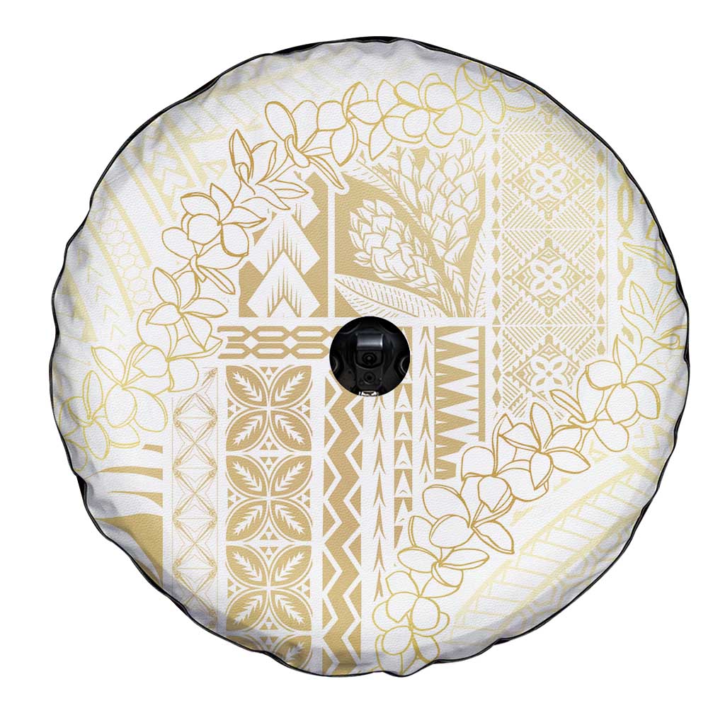 Samoa Lotu Tamaiti Mamanu Siapo Spare Tire Cover Golden Plumeria LT7 - Polynesian Pride