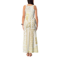 Samoa Lotu Tamaiti Mamanu Siapo Tank Maxi Dress Golden Plumeria LT7 - Polynesian Pride
