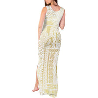 Samoa Lotu Tamaiti Mamanu Siapo Tank Maxi Dress Golden Plumeria LT7 - Polynesian Pride