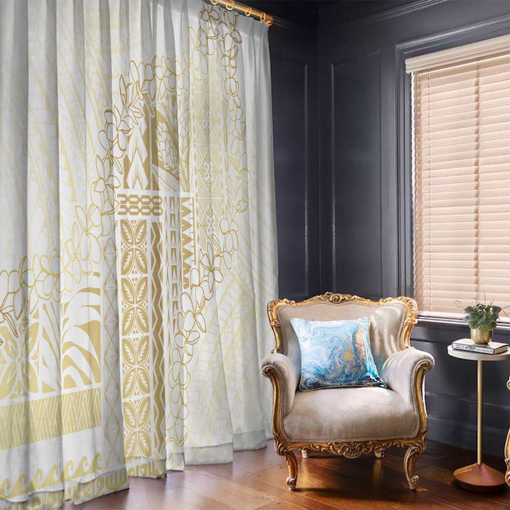 Samoa Lotu Tamaiti Mamanu Siapo Window Curtain Golden Plumeria - Polynesian Pride