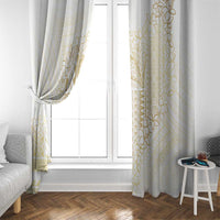 Samoa Lotu Tamaiti Mamanu Siapo Window Curtain Golden Plumeria - Polynesian Pride