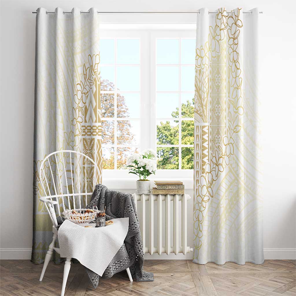 Samoa Lotu Tamaiti Mamanu Siapo Window Curtain Golden Plumeria - Polynesian Pride