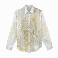 Samoa Lotu Tamaiti Mamanu Siapo Women Casual Shirt Golden Plumeria LT7 - Polynesian Pride