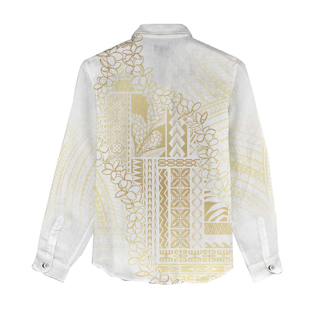 Samoa Lotu Tamaiti Mamanu Siapo Women Casual Shirt Golden Plumeria LT7 - Polynesian Pride