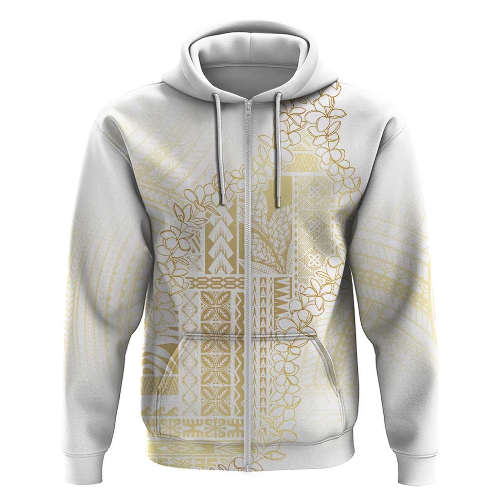 Samoa Lotu Tamaiti Mamanu Siapo Zip Hoodie Golden Plumeria LT7 Zip Hoodie Gold - Polynesian Pride
