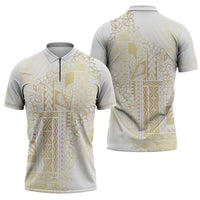 Samoa Lotu Tamaiti Mamanu Siapo Zipper Polo Shirt Golden Plumeria LT7 - Polynesian Pride