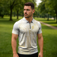 Samoa Lotu Tamaiti Mamanu Siapo Zipper Polo Shirt Golden Plumeria LT7 - Polynesian Pride