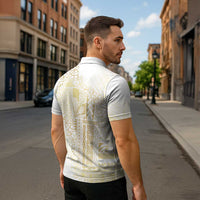 Samoa Lotu Tamaiti Mamanu Siapo Zipper Polo Shirt Golden Plumeria LT7 - Polynesian Pride