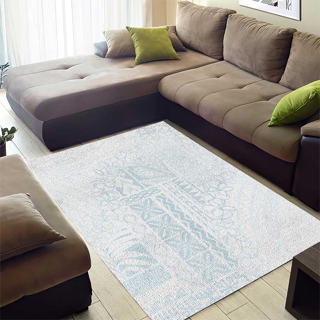 Samoa Lotu Tamaiti Mamanu Siapo Area Rug Off White Plumeria - Polynesian Pride