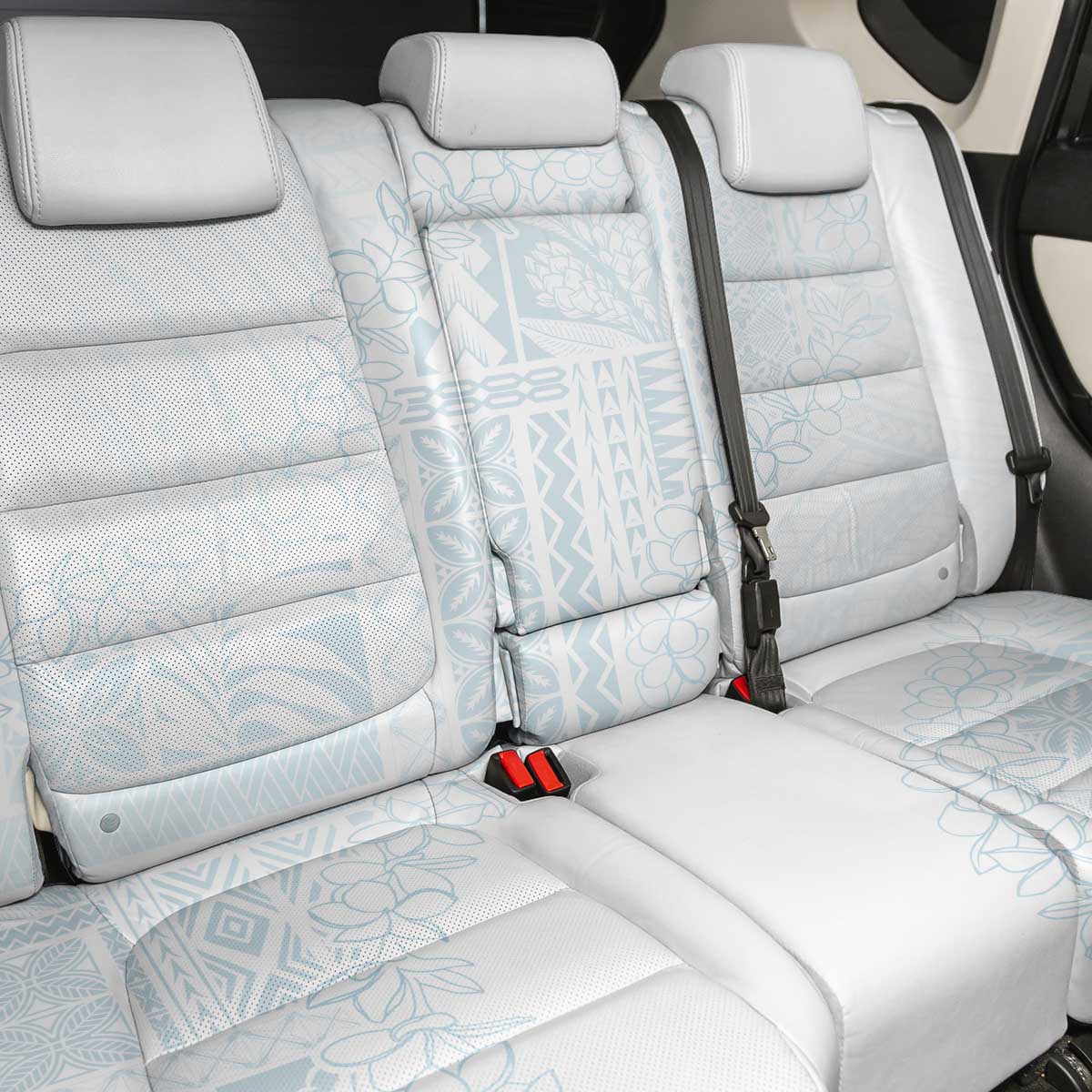 Samoa Lotu Tamaiti Mamanu Siapo Back Car Seat Cover Off White Plumeria - Polynesian Pride