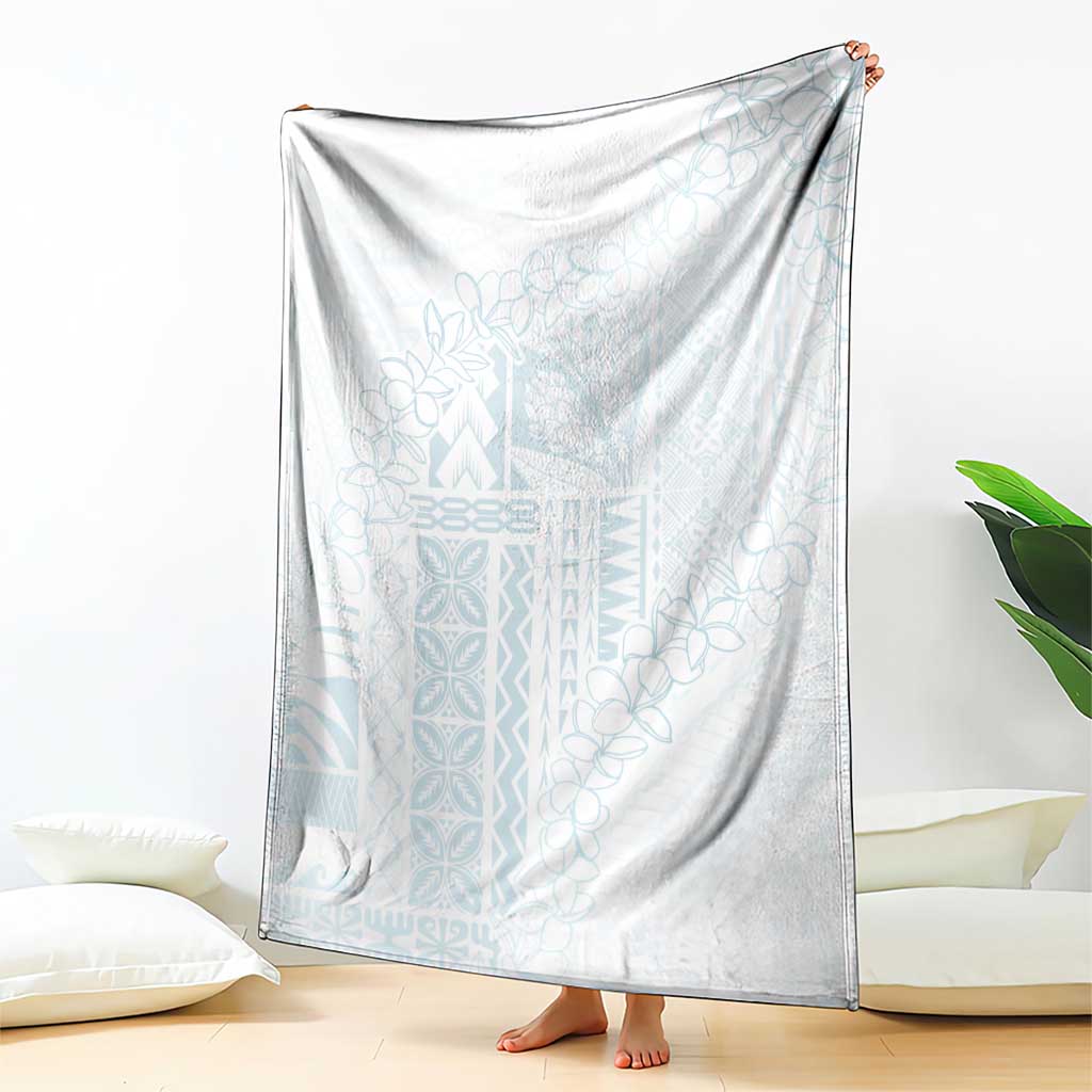 Samoa Lotu Tamaiti Mamanu Siapo Blanket Off White Plumeria - Polynesian Pride