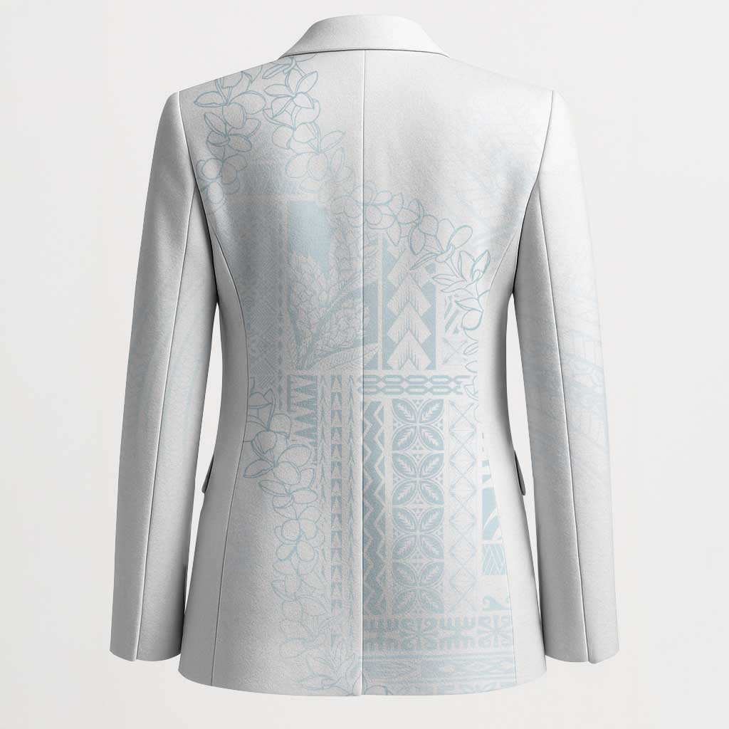 Samoa Lotu Tamaiti Mamanu Siapo Blazer Off White Plumeria - Polynesian Pride