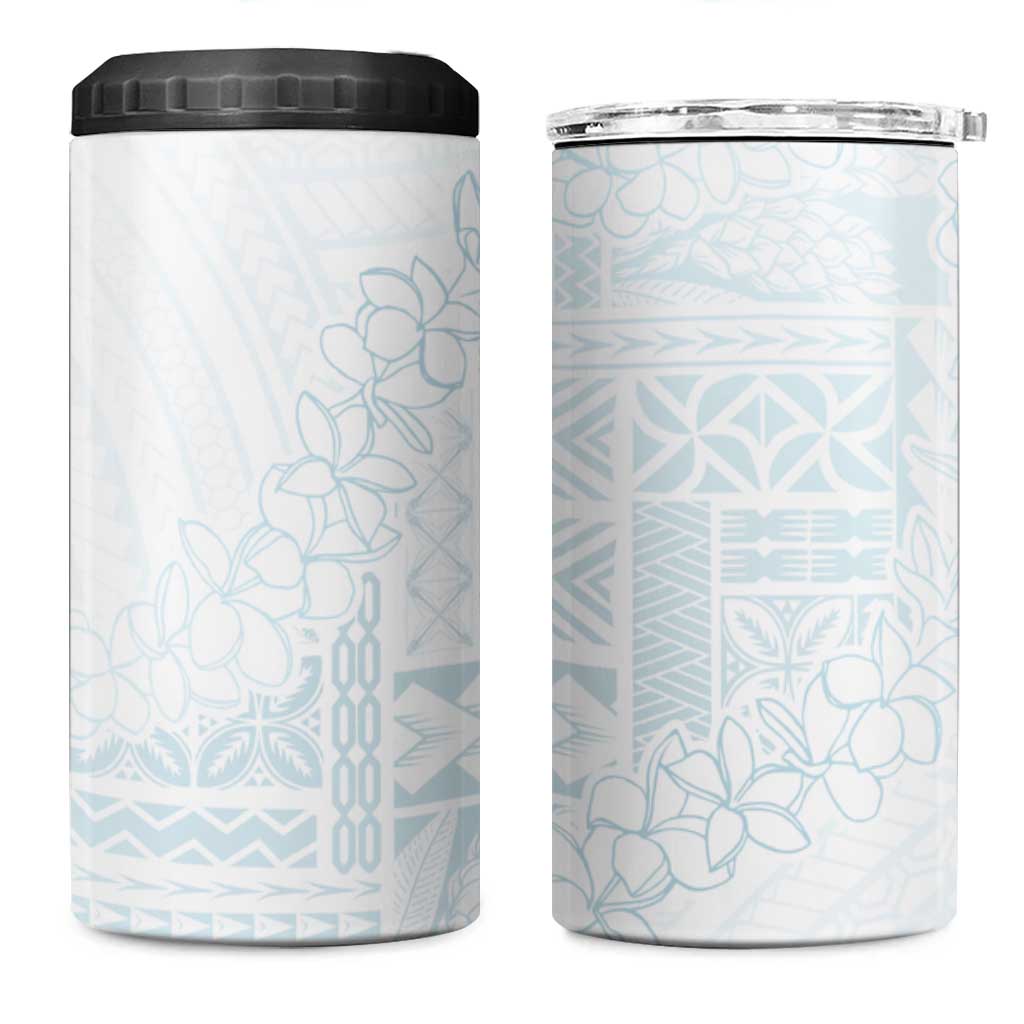 Samoa Lotu Tamaiti Mamanu Siapo 4 in 1 Can Cooler Tumbler Off White Plumeria LT7 One Size: 16 oz Baby Blue - Polynesian Pride