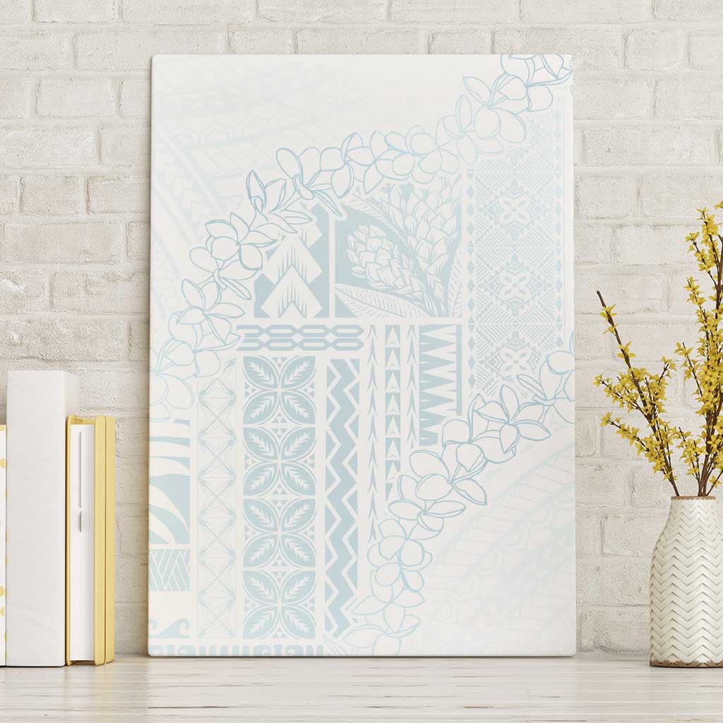 Samoa Lotu Tamaiti Mamanu Siapo Canvas Wall Art Off White Plumeria - Polynesian Pride