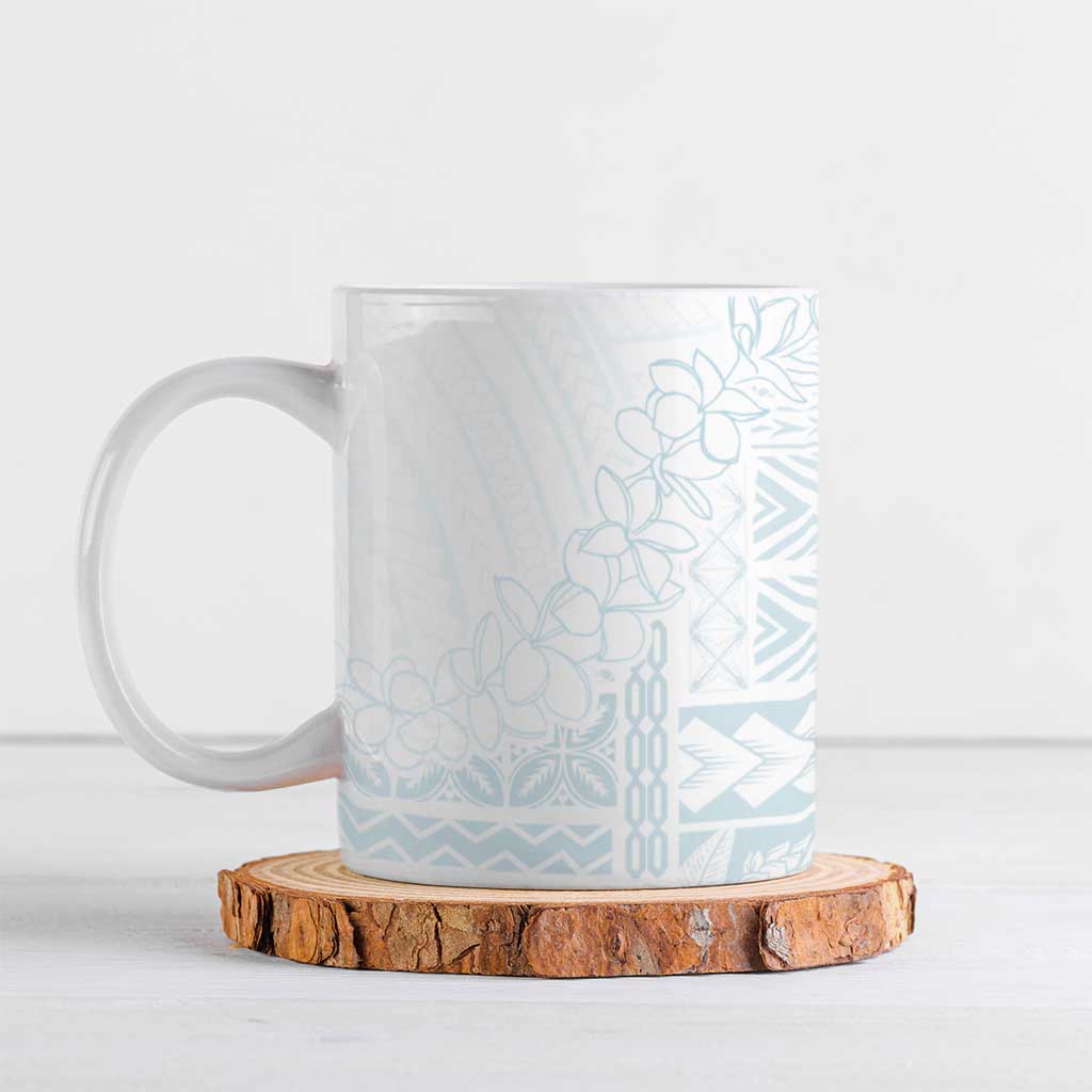 Samoa Lotu Tamaiti Mamanu Siapo Ceramic Mug Off White Plumeria - Polynesian Pride