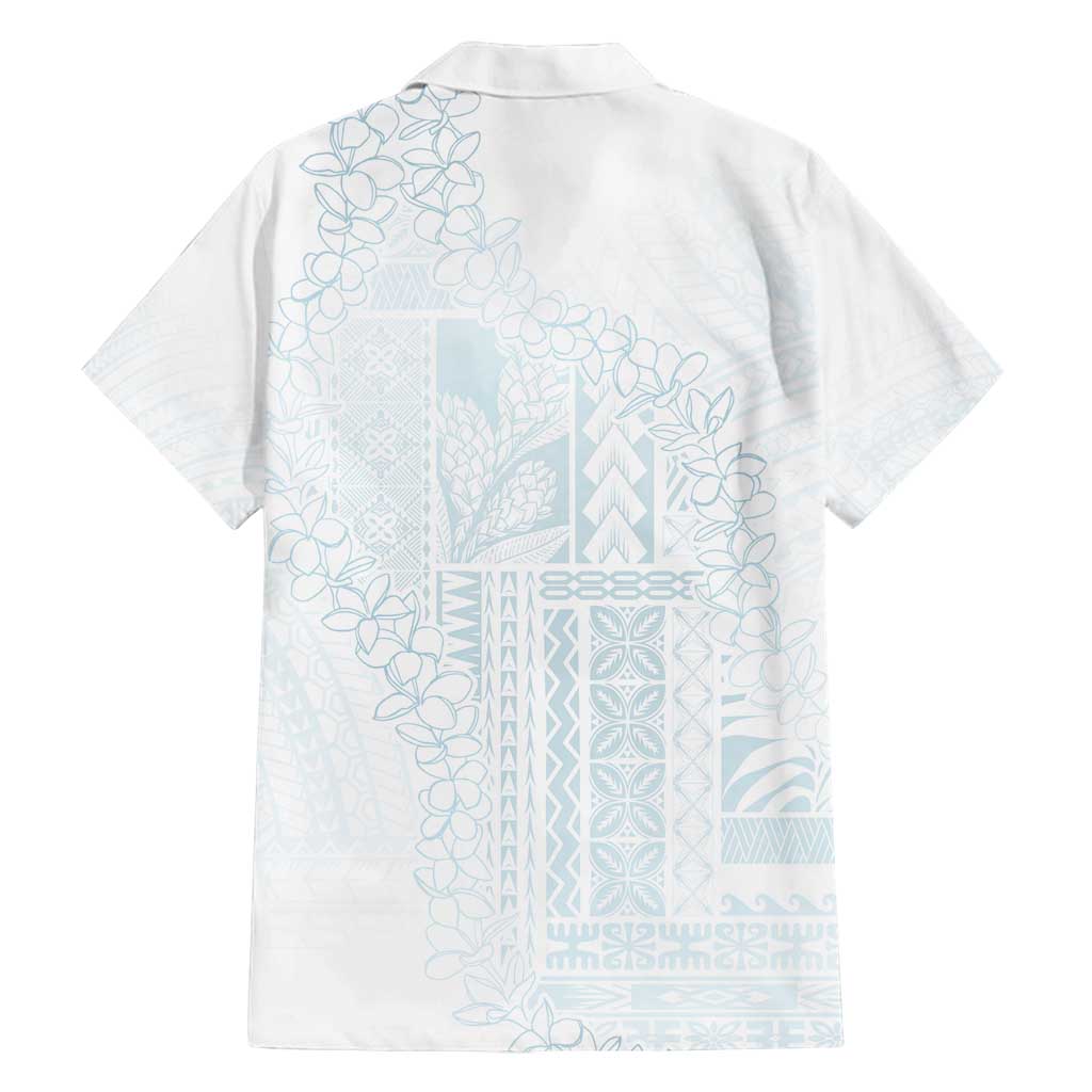 Samoa Lotu Tamaiti Mamanu Siapo Family Matching Long Sleeve Bodycon Dress and Hawaiian Shirt Off White Plumeria LT7 - Polynesian Pride