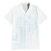 Samoa Lotu Tamaiti Mamanu Siapo Family Matching Mermaid Dress and Hawaiian Shirt Off White Plumeria LT7 Dad's Shirt - Short Sleeve Baby Blue - Polynesian Pride