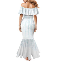 Samoa Lotu Tamaiti Mamanu Siapo Family Matching Mermaid Dress and Hawaiian Shirt Off White Plumeria LT7 - Polynesian Pride