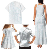 Samoa Lotu Tamaiti Mamanu Siapo Family Matching Tank Maxi Dress and Hawaiian Shirt Off White Plumeria LT7 - Polynesian Pride