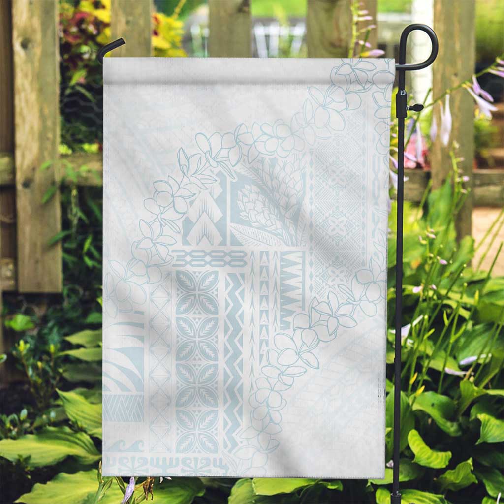 Samoa Lotu Tamaiti Mamanu Siapo Garden Flag Off White Plumeria - Polynesian Pride