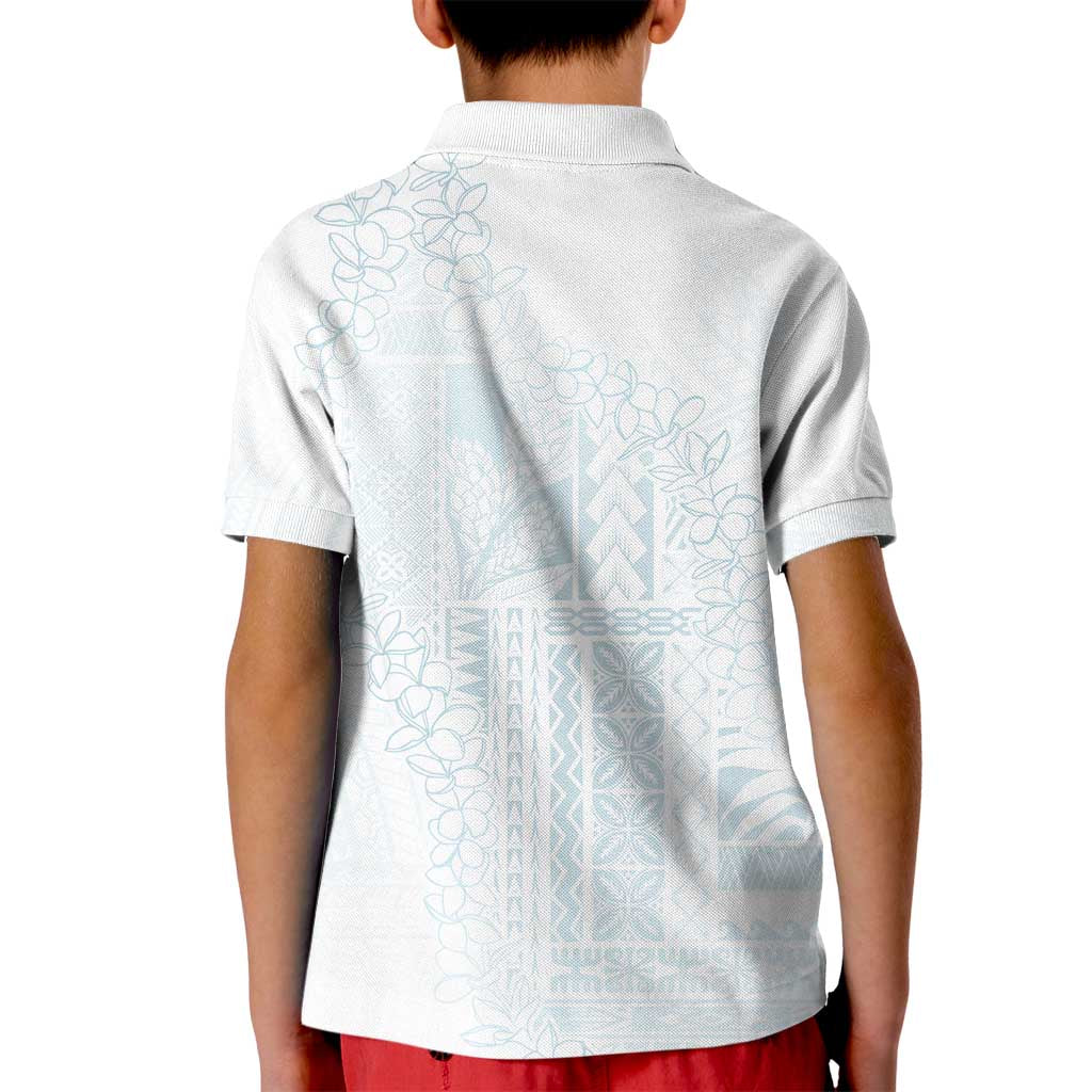 Samoa Lotu Tamaiti Mamanu Siapo Kid Polo Shirt Off White Plumeria - Polynesian Pride