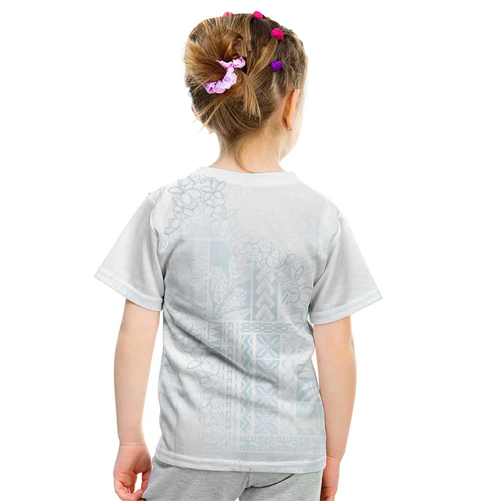 Samoa Lotu Tamaiti Mamanu Siapo Kid T Shirt Off White Plumeria - Polynesian Pride