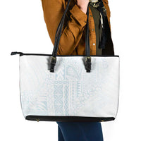 Samoa Lotu Tamaiti Mamanu Siapo Leather Tote Bag Off White Plumeria - Polynesian Pride