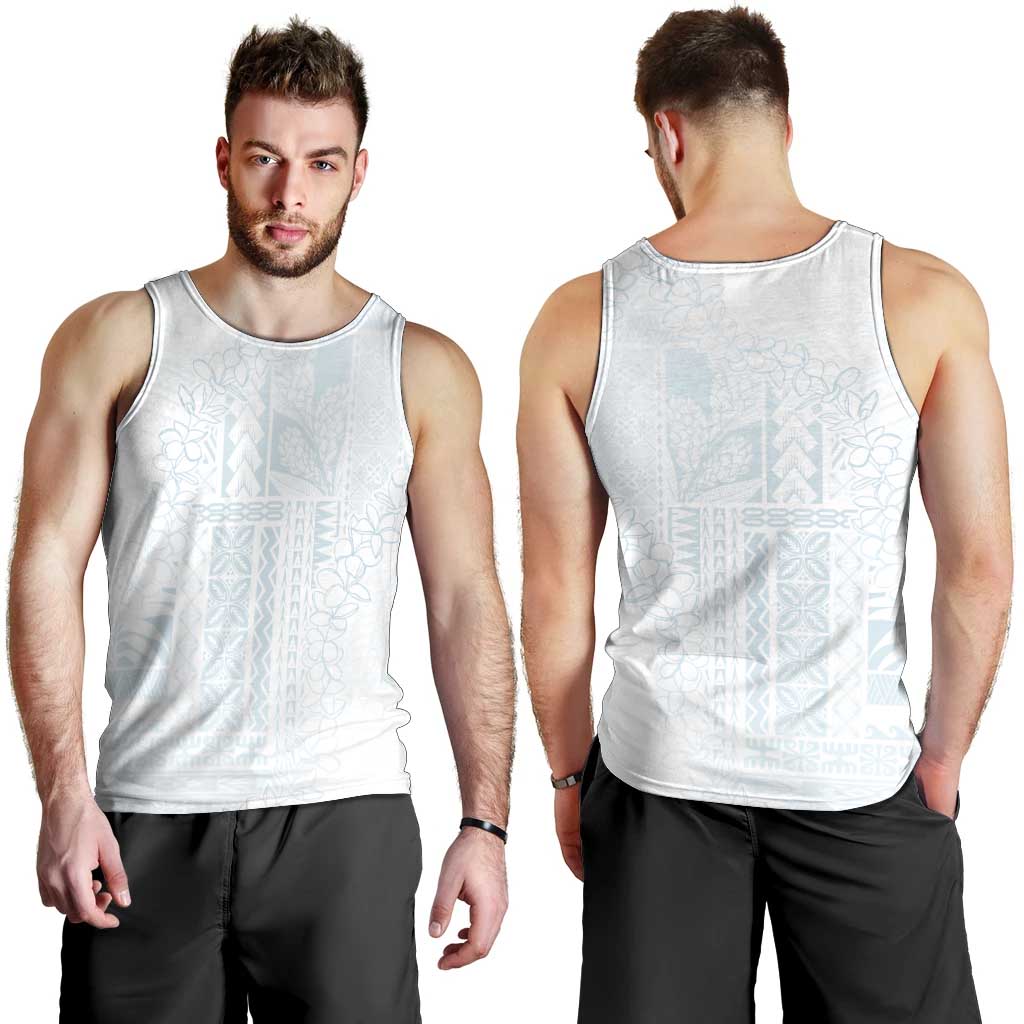 Samoa Lotu Tamaiti Mamanu Siapo Men Tank Top Off White Plumeria - Polynesian Pride