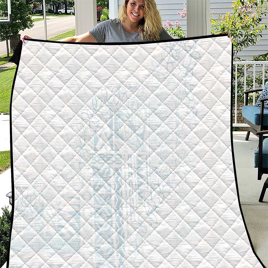 Samoa Lotu Tamaiti Mamanu Siapo Quilt Off White Plumeria - Polynesian Pride