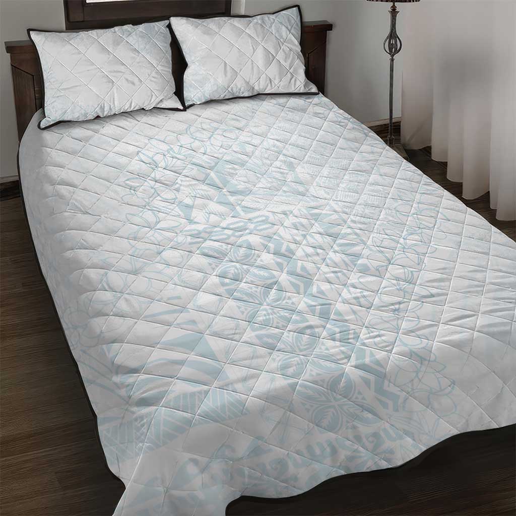 Samoa Lotu Tamaiti Mamanu Siapo Quilt Bed Set Off White Plumeria - Polynesian Pride
