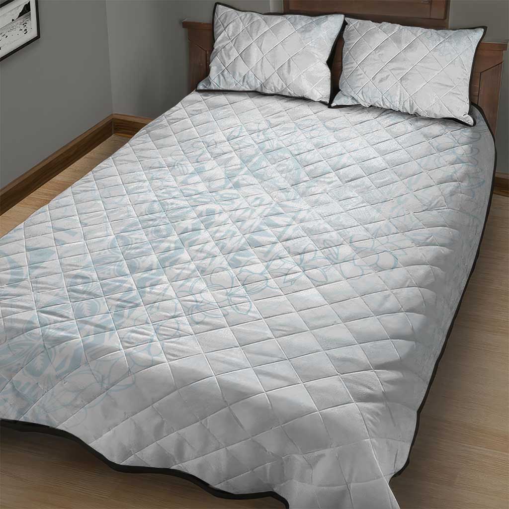 Samoa Lotu Tamaiti Mamanu Siapo Quilt Bed Set Off White Plumeria - Polynesian Pride