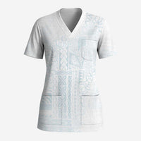Samoa Lotu Tamaiti Mamanu Siapo Scrub Top Off White Plumeria - Polynesian Pride