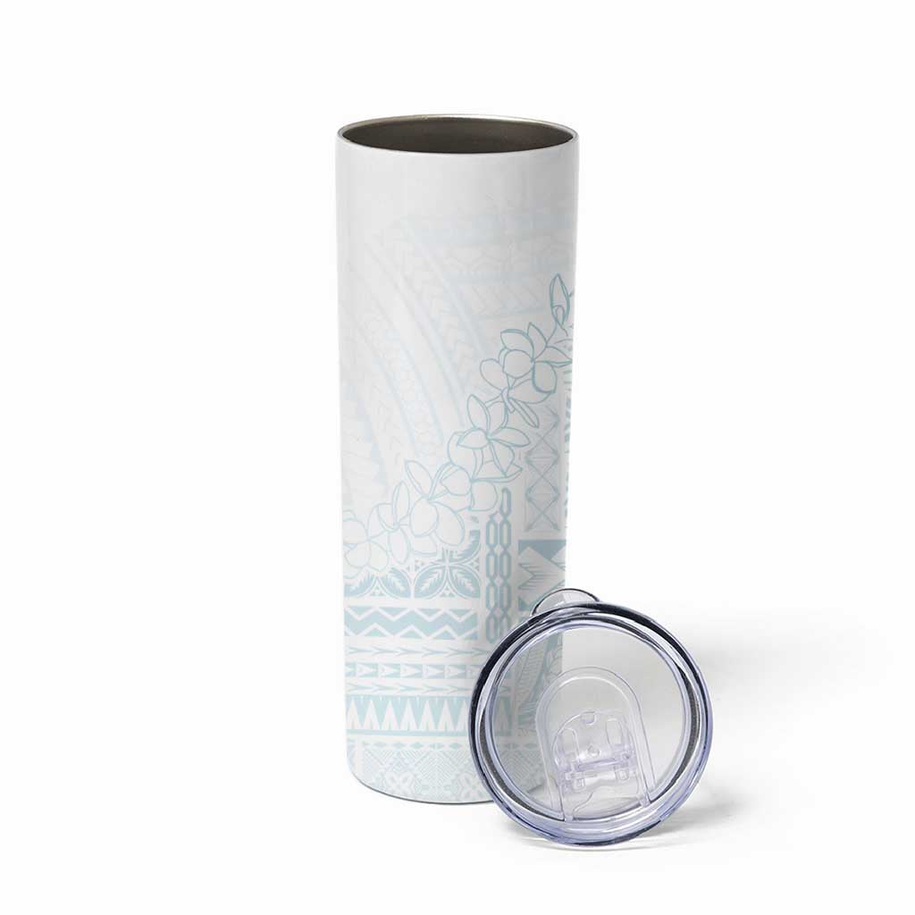 Samoa Lotu Tamaiti Mamanu Siapo Skinny Tumbler Off White Plumeria LT7 - Polynesian Pride