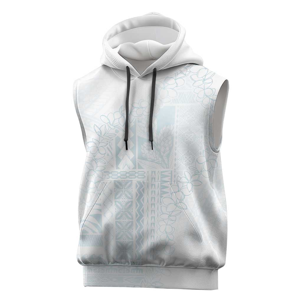 Samoa Lotu Tamaiti Mamanu Siapo Sleeveless Hoodie Off White Plumeria LT7 Baby Blue - Polynesian Pride