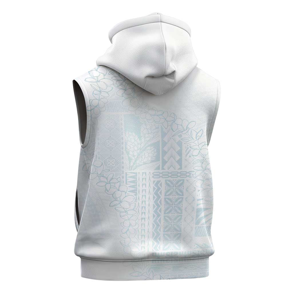 Samoa Lotu Tamaiti Mamanu Siapo Sleeveless Hoodie Off White Plumeria LT7 - Polynesian Pride