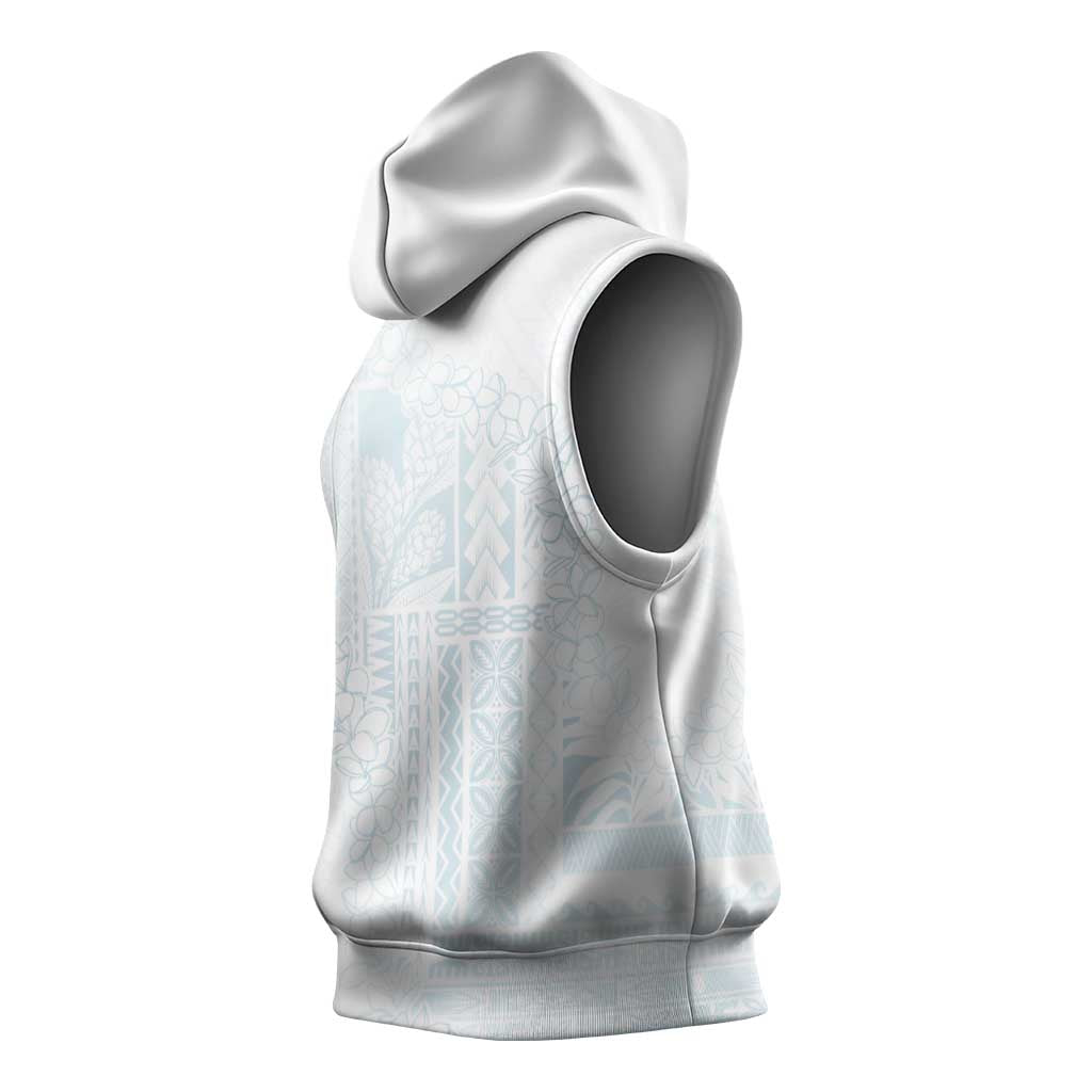 Samoa Lotu Tamaiti Mamanu Siapo Sleeveless Hoodie Off White Plumeria LT7 - Polynesian Pride