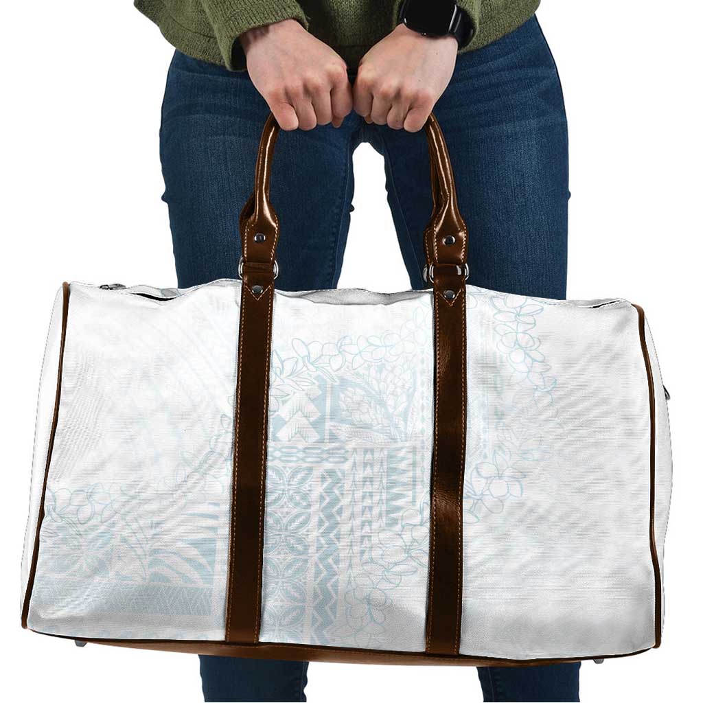 Samoa Lotu Tamaiti Mamanu Siapo Travel Bag Off White Plumeria - Polynesian Pride