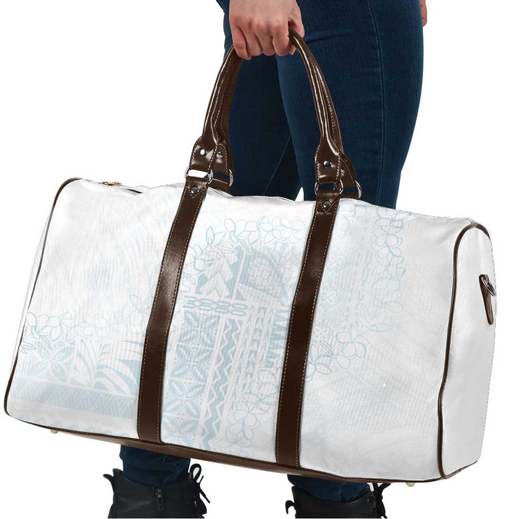 Samoa Lotu Tamaiti Mamanu Siapo Travel Bag Off White Plumeria - Polynesian Pride