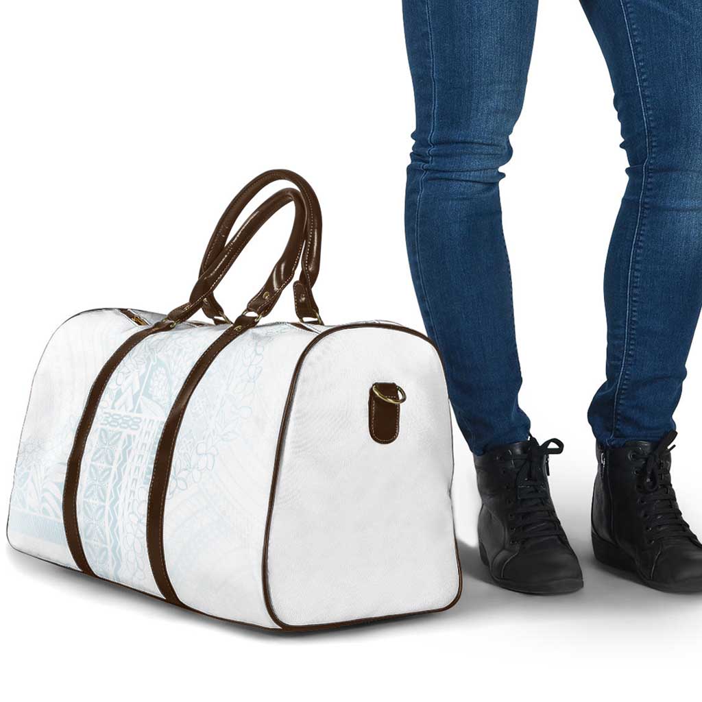 Samoa Lotu Tamaiti Mamanu Siapo Travel Bag Off White Plumeria - Polynesian Pride