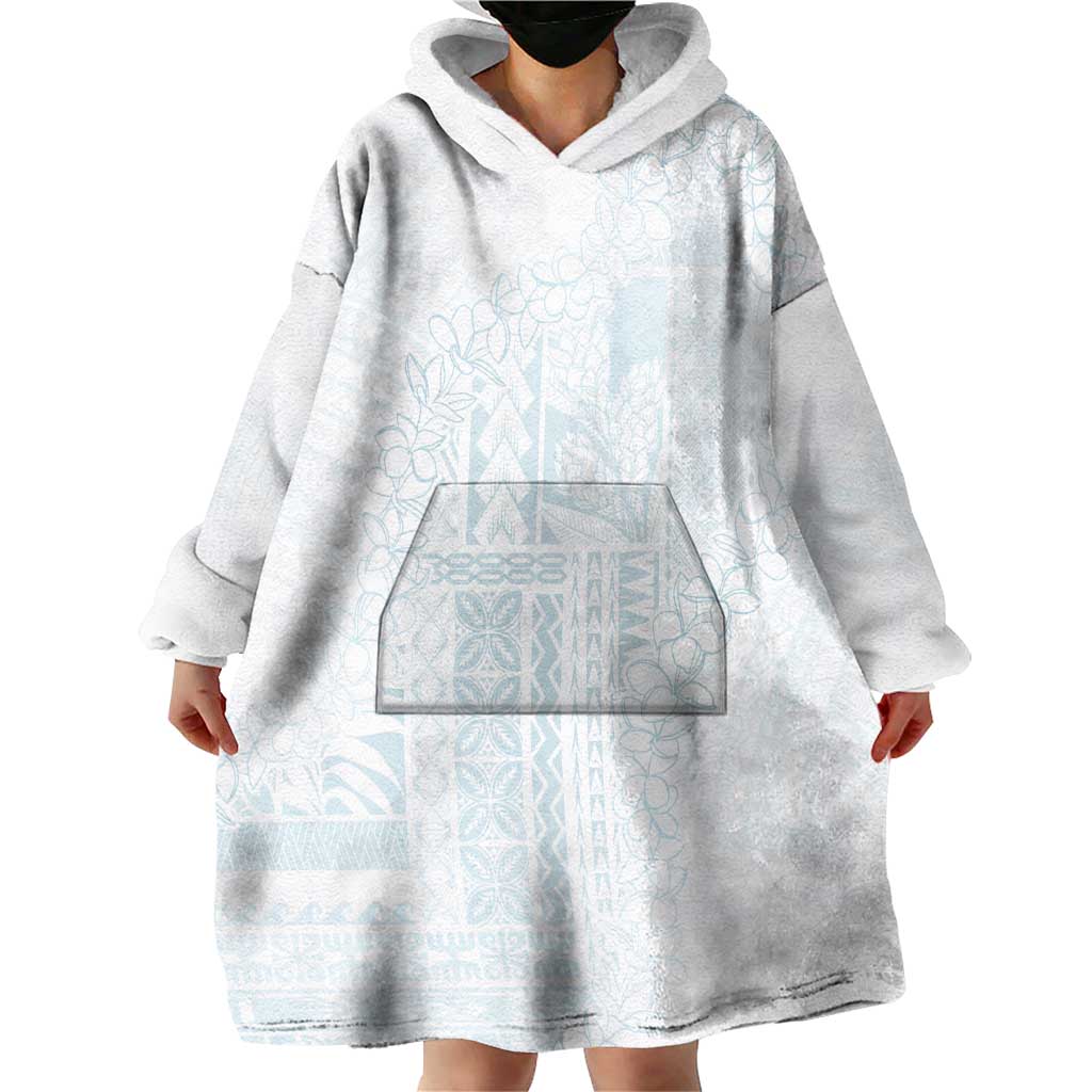 Samoa Lotu Tamaiti Mamanu Siapo Wearable Blanket Hoodie Off White Plumeria LT7 - Polynesian Pride
