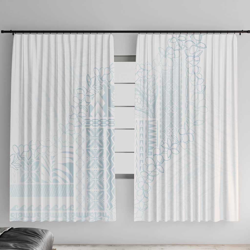 Samoa Lotu Tamaiti Mamanu Siapo Window Curtain Off White Plumeria - Polynesian Pride