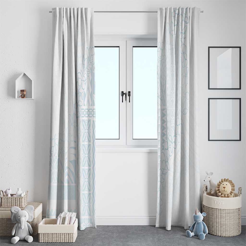 Samoa Lotu Tamaiti Mamanu Siapo Window Curtain Off White Plumeria - Polynesian Pride